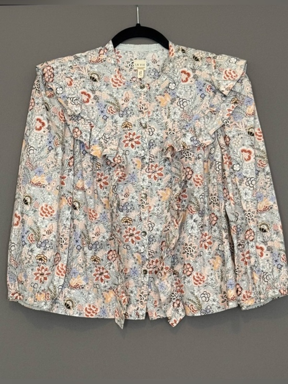 La Vie Rebecca Taylor Floral Ruffle Blouse Womens S Cottagecore Prarie
